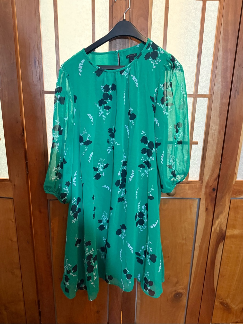 Ann Taylor Emerald Green Floral Dress